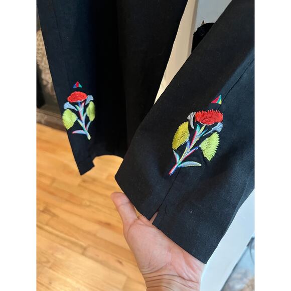 A.K.C. Vintage Black Linen/Blend Cropped Ankle Pants, Size Small - Picture 3 of 7